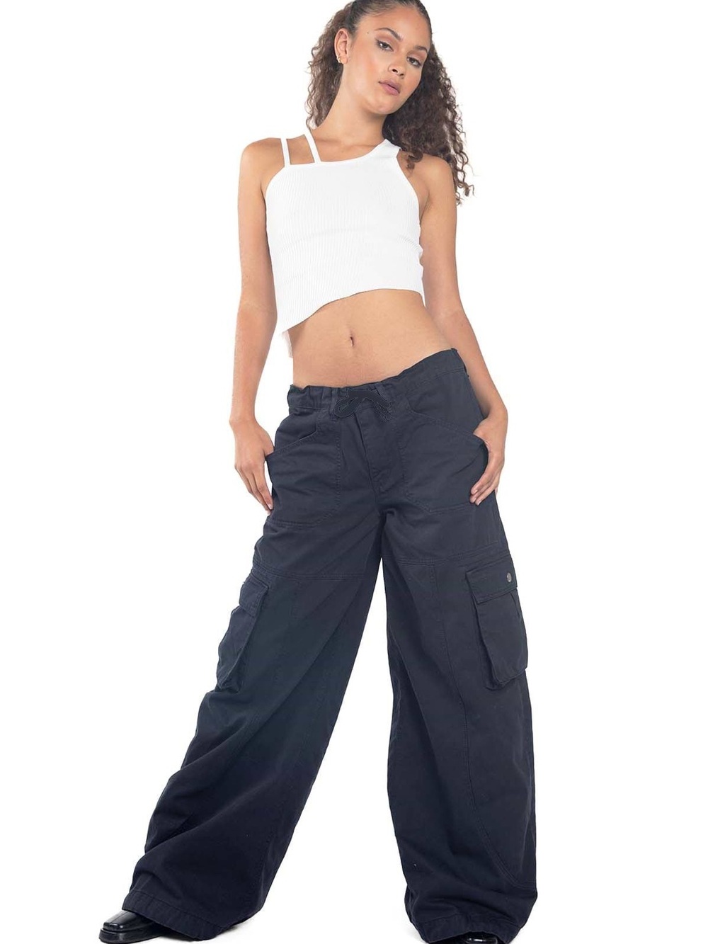 Revice The Maverick Parachute Wide Leg Cinch High Rise Pants Size M Blue